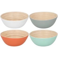 Merkloos Bamboe Schaal Ø17 X 7 Cm 4 Assorti -Keukenwinkel 101 9162 1