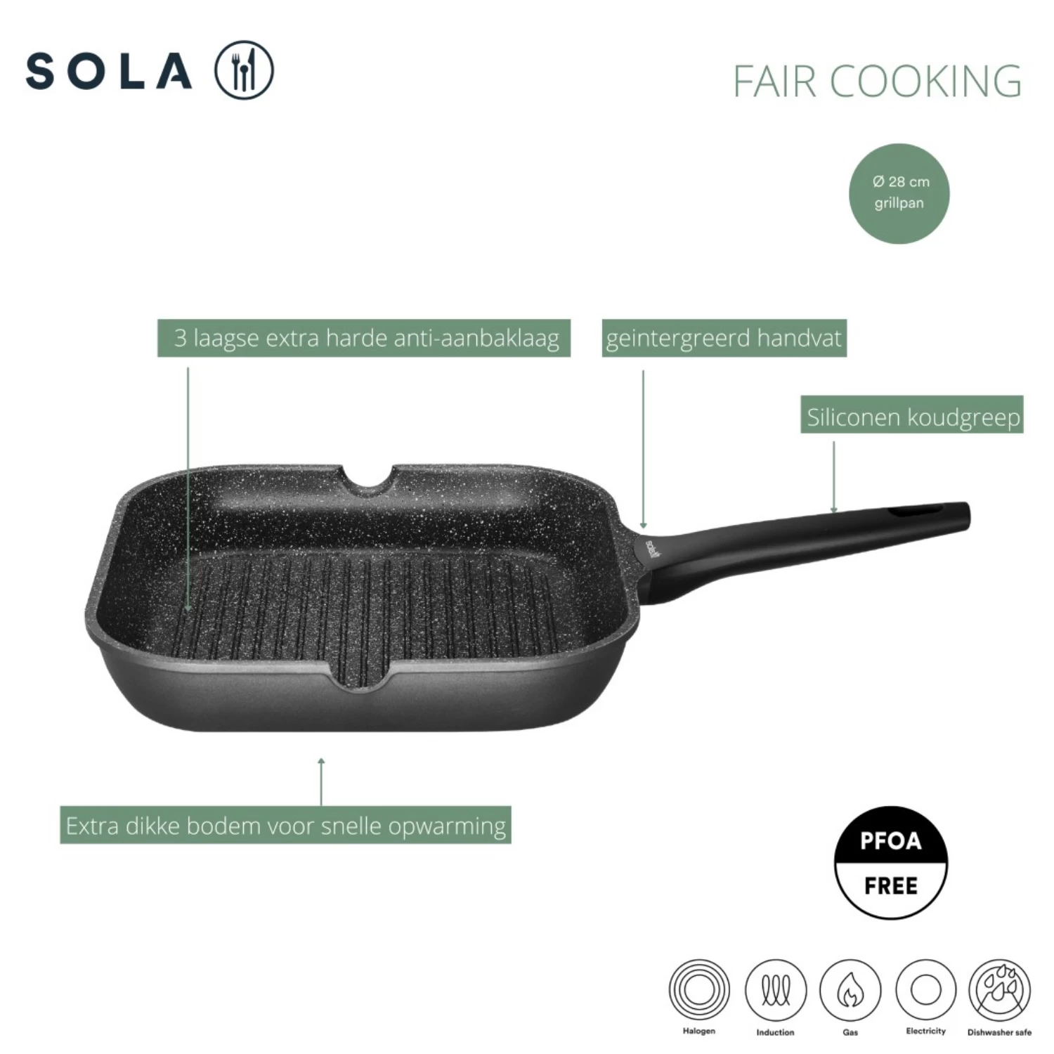 Sola Fair Cooking Grillpan 28 Cm 4 Sola Fair Cooking Grillpan 28 Cm - Afbeelding 4
