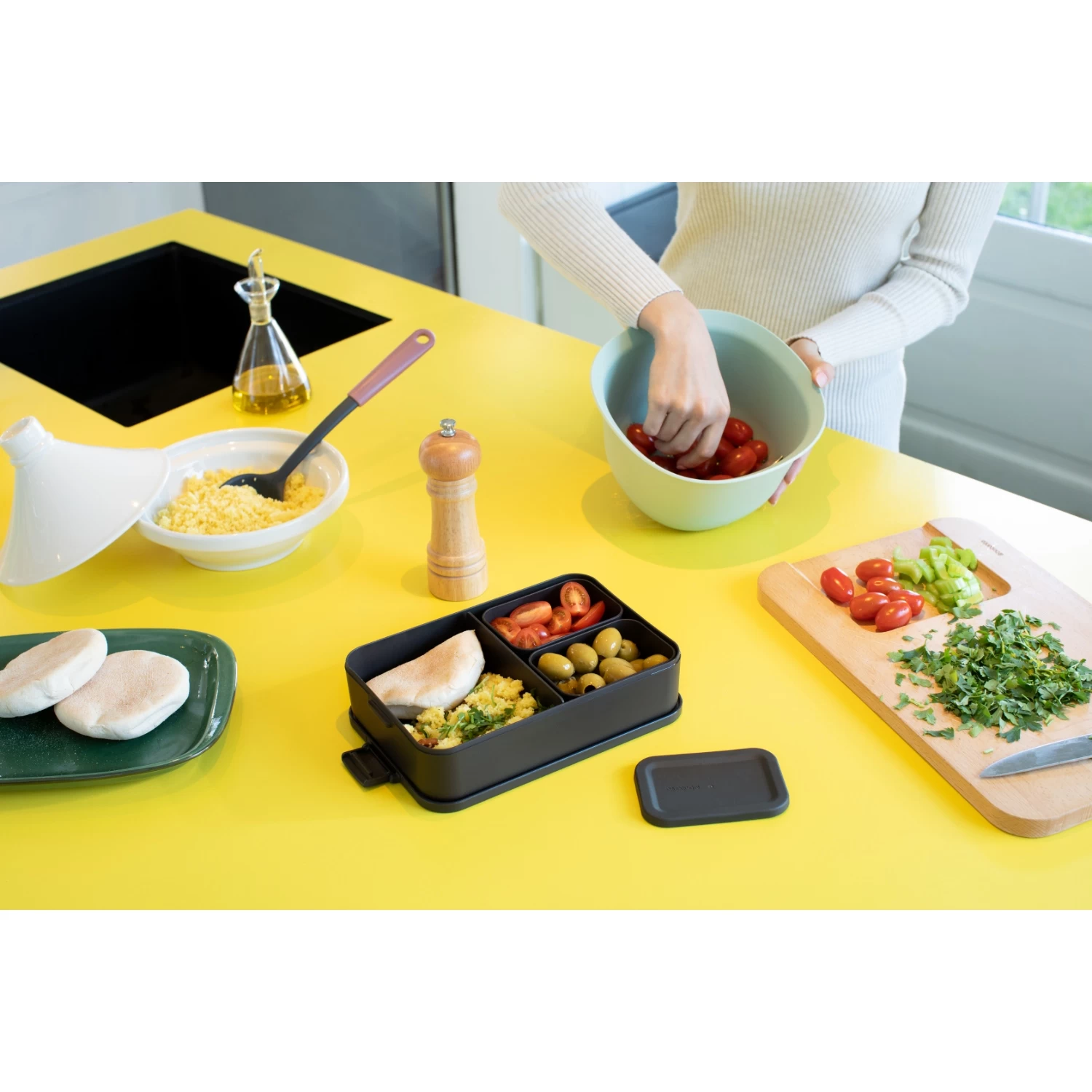 Brabantia Make & Take Bento Lunchbox Groot Donkergrijs 5 Brabantia Make & Take Bento Lunchbox Groot Donkergrijs - Afbeelding 5