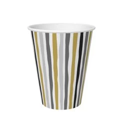 Bekers Stripes Black & Gold 24 Cl 10 Stuks